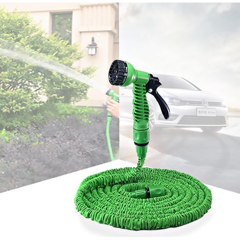 Manguera de jardín extensible 3x, manguera de agua flexible de alta presión a prueba de fugas con 7 funciones de pulverización. (1/5)