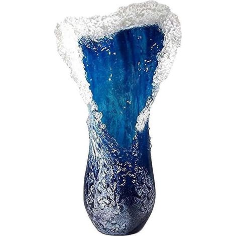 Sea Wave Vase, Resin Blue Wavy Vase for office Living Room Decor 30cm-- (1/5)
