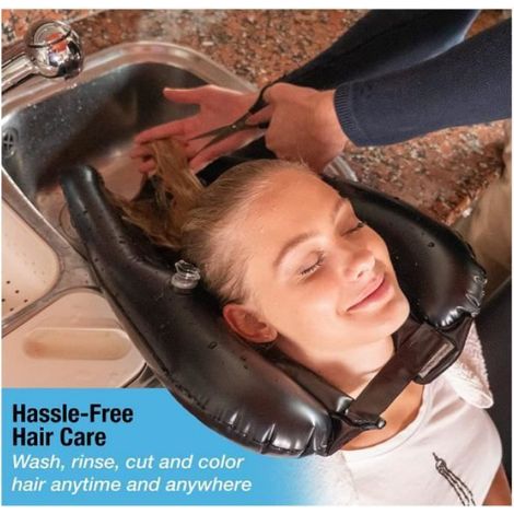 Bac À Shampoing - Gonflable - Pour Lavage Cheveux À Domicile - Compatible Évier Et Seau - 1 Pièce (1/4)