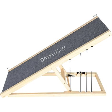Rampe pour animaux, Hauteur réglable, Design pliable, 100 x 40 x 30/40/50/60cm (1/2)
