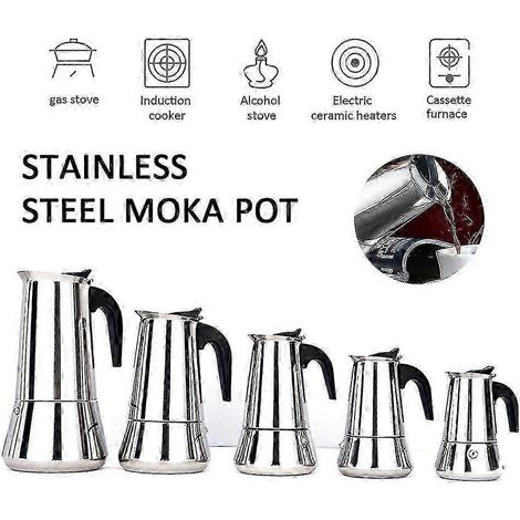 Cafetière italienne Moka à percolation en acier inoxydable pour cuisinière (1/4)
