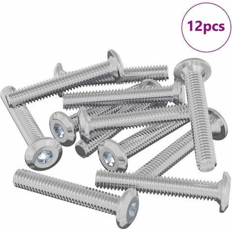 Kopf-Sicherungsschraube 12 pcs Silber M6 x 35 mm Stahl vidaXL