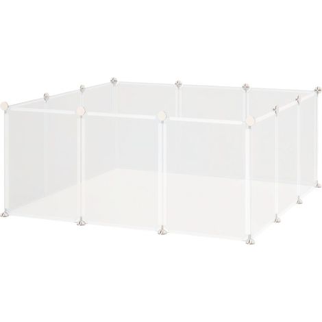 Enclos parc modulable pour petits animaux 12 panneaux pour chiot, cochon 105 x 105 x 45 cm blanc (1/5)