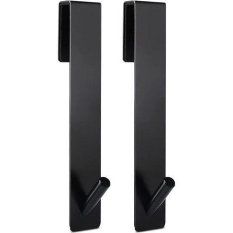 Crochets de porte allongés (18cm) pour porte de douche en verre sans cadre, crochets porte-serviettes, lot de 2,Noir (1/4)