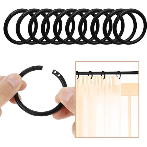 100 Pièces Rideaux Suspendus Anneaux 40mm Anneaux de Rideaux et Crochets en Plastique pour Salle de Bain, Fenêtre (1/5)