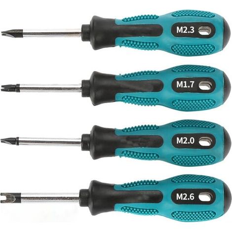 Jeu de 4 tournevis magnétiques CR-V embouts fourche U et fente poignée PP antidérapante ergonomie professionnelle pour vis tenaces (1/4)