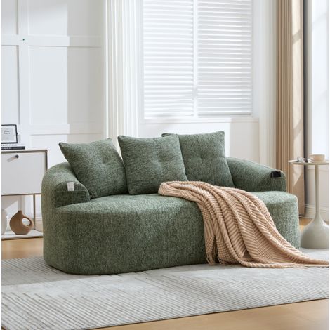 Canapé 2 places 164x92x60 cm vert en chenille avec coussins épais et assise profonde (1/5)