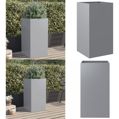 Pflanzkübel Silbern 42x38x75 cm Verzinkter Stahl - Blumentopf - Hochbeet - Gartendekoration - Stahltöpfen - Pflanzgefäße Aus Stahl - Home & Living (1/5)