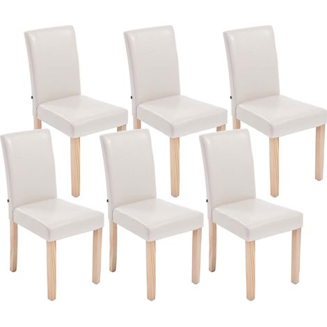 Set de 6 sillas de comedor Ina En Polipiel Crema Natural