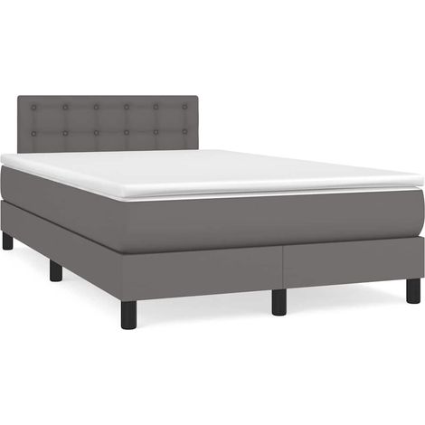 Sommier à lattes de lit matelas LED gris 120x190 cm similicuir vidaXL (1/5)