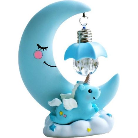 LED Lune Dessin Animé en Résine Lampe de chevet Décoration