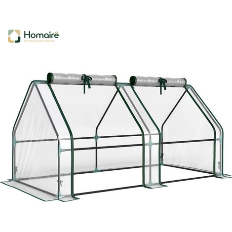 HOMAIRE Gewächshaus winterfest en acier avec fenêtres à fermeture éclair 180 x 90 x 90 cm transparent (1/5)