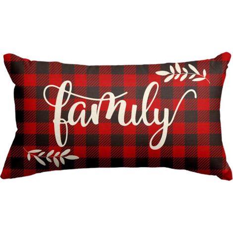 GARRYFIZH Housse de coussin lombaire longue en lin pour Noël, housse de coussin de chaise de bureau, housse de tête de lit (1/5)