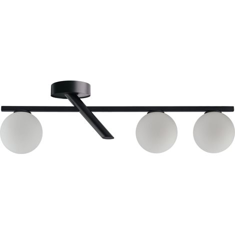 Plafonnier Sigma moderne noir 3 globes verre blanc G9