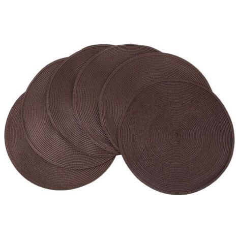 NALOOKAMIC Set de 6 Protège-Tables Tressés Ronds Antidérapants Lavables 38 cm Brun Salle à Manger (1/3)