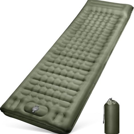 1 Tapis de sol, Matelas gonflable étanche 12 cm, Sac à dos inclus, Randonnée Camping (1/5)