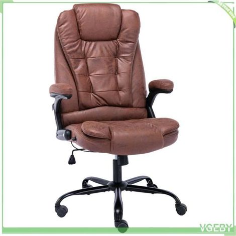 Chaise de bureau - 20576 - Marron clair - Similicuir daim - Dossier haut inclinable réglable (1/5)