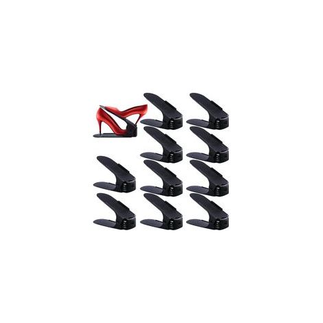 Lot de 10 (Noir) Support/Empiler à Chaussures Réglables,Organiseur,Rack Economie d'Espace (1/5)