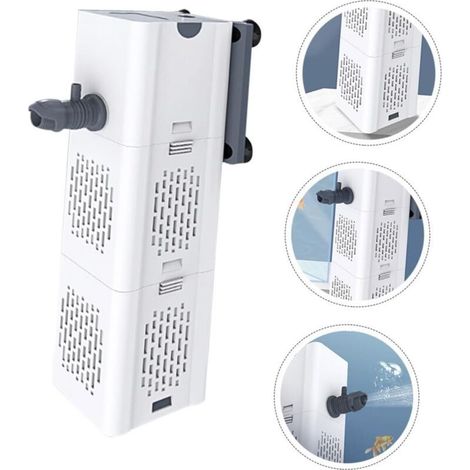 Filtre d'aquarium silencieux 4 en 1 - Filtre interne d'aquarium - 500-1000 l/h - Pompe Aquarium - Aération d'oxygène - Changement d'eau pour Betta, tortue, poisson d'étang, jardin