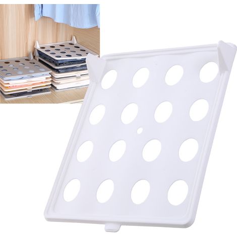Plateau de rangement pour vêtements, étagère pliable innovante pour t-shirts et autres vêtements, blanc (1/5)