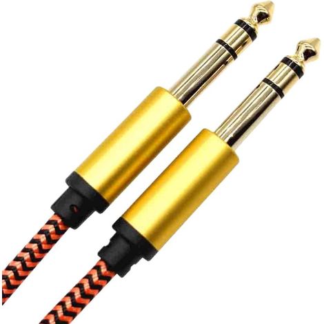 Câble audio mâle-mâle plaqué or de 6,35 mm avec trois gros conducteurs, format 1/4", câble de connexion TRS pour table de mix(N71) (1/5)