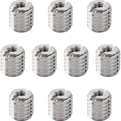 10 Pièces Insert Fileté M10x1.5 Mâle to M4x0.7 Femelle, Longueur 10mm, Filetage Adaptateurs Manchon Réducteur Écrou en Acier Inoxydable, pour Meubles, Automobiles (1/5)
