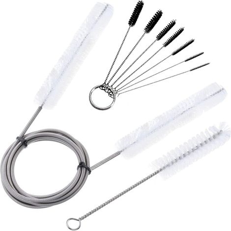 9pcs Tuyau Brosses de Nettoyage,212CM Brosse de Nettoyage pour Àquarium Flexible Double Fin Fish Tank,18cm d'eau,7 Different Sizes Brosse Tuyau d'eau for Fish Tank,Bouteilles et La Cuisine (1/5)