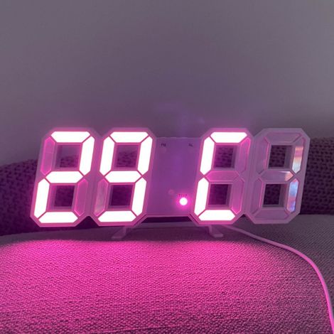 Horloge Murale Numerique Led - Affichage Heure Date Temperature - Mode Nuit Reglable - Alimentation Usb - Pour Cuisine Chambre Bureau - 1 Piece (1/5)