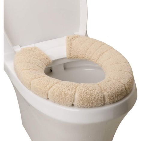 Button O-shaped toilet seat cushion stretchable washable toilet seat (beige) (1/5)