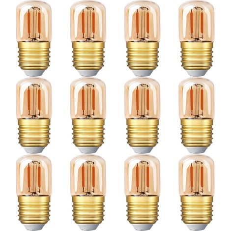 Ampoules tubulaires LED mini, 1 W, T28, culot à vis Edison, E27, 2 200 K, lumière jaune chaud, décoratives, non dimmables (verre amb (1/5)