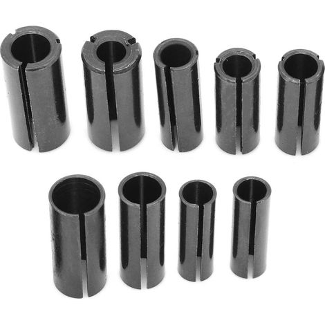Adaptateur de mandrin pour fraise, lot de 9 adaptateurs pour mandrin de fraise, adaptateur pour mandrin de défonceuse à bois, anneau fendu (1/4)