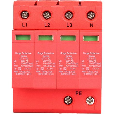 Parafoudre basse tension 4P 40 kA – Protection contre la foudre pour habitation, 385 V, 20 A, montage sur rail DIN (1/5)