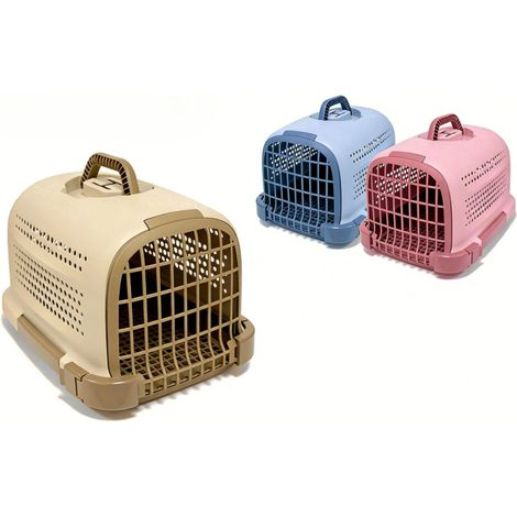 Durable Portable Pet Carrier, Ventilated Hard-Sided Travel Cage for Cats and Small Dogs (Beige, Blue, Pink) - Kind Reminder: Select Color in Order Notes (1/5)