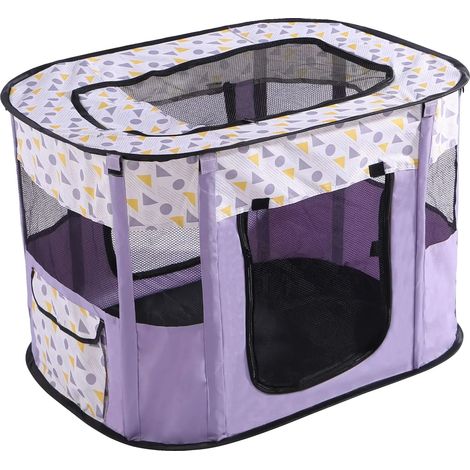 Parc pour animaux, Design pliable, Utilisation intérieure et extérieure, VIOLET, 90x70x60cm (1/2)