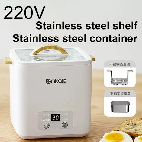 (Acier inoxydable) Mini cuiseur à œufs vapeur avec minuterie et arrêt automatique et fonction vapeur à œufs multifonction (1/5)