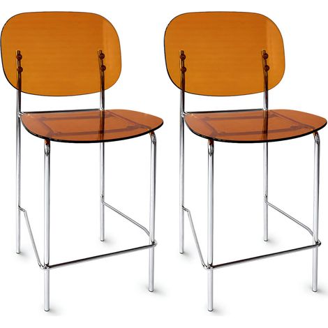 Lot de 2 chaises de bar en métal et résine acrylique, GLAM (1/4)