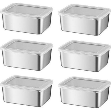 Lunchbox aus Edelstahl – 6-teiliges Set – Edelstahl – Maße: 13,5 x 10,5 x 5 cm (1/5)