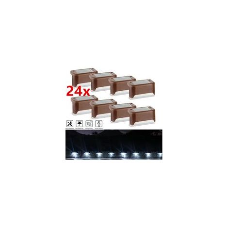 Juego de 24 luces LED solares para vallas, apliques de pared, iluminación de jardín y escaleras exteriores - Crezuo