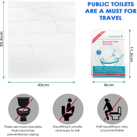 60 Pièces Protege Toilette Jetable, Protege Cuvette WC Jetable, Housses Siège Toilette Papier Jetables Biodégradables, Portable Protection Toilettes pour Voyage de Camping d’HôTel Public (1/5)