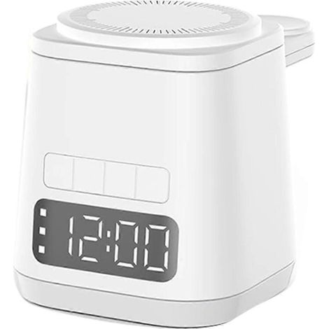 3-in-1-Ladestation, Wecker, weißes Nachtlicht