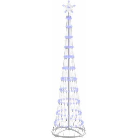 Sapin de Noël à LED avec 230 LED bleues, dimensions : 51 x 51 x 190 cm, en métal. (1/5)