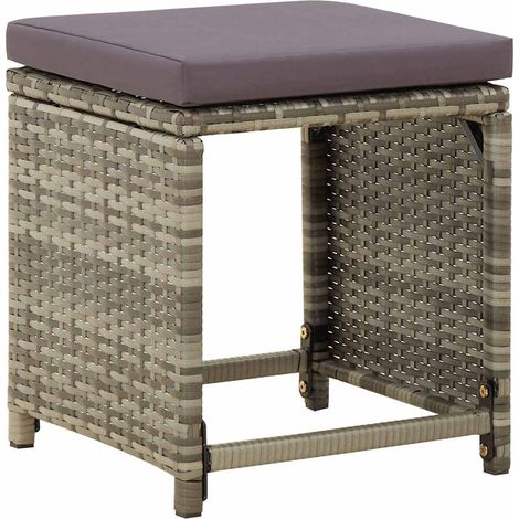 Maison Exclusive - Tabourets de jardin lot de 4 avec coussins Résine tressée Gris (1/5)