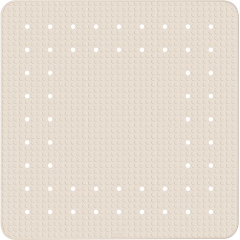 Wenko – Tapis de douche antidérapant 54x54 cm – Caoutchouc écologique beige – Ventouses pour fixation – Sécurité maximale sous la douche (1/4)