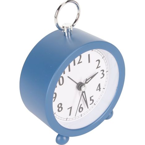 Réveil multifonctionnel, élégant, simple et silencieux, sans tic-tac. De forme ronde, il convient aux bureaux, aux chambres et à toute la maison. Bleu. (1/5)