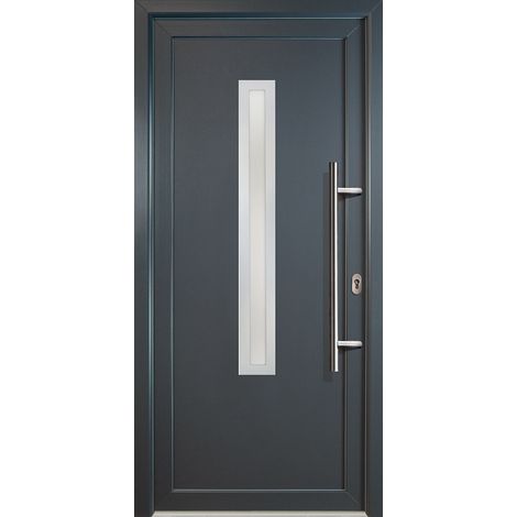 Porte d'ingresso PVC JM SIGNUM ESCLUSIVO, mod. 70, titanio a due lati, larghezza: 108cm, altezza: 200cm, senso di aperatura destra