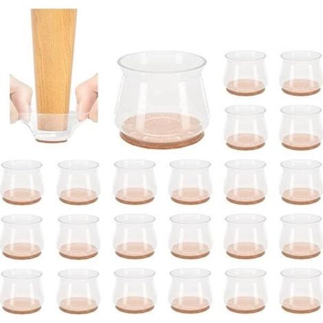 Protezioni per gambe di sedia (trasparenti) - Non specificato - 24 pezzi - Silicone e feltro - Trasparenti - 18-25 mm (1/4)