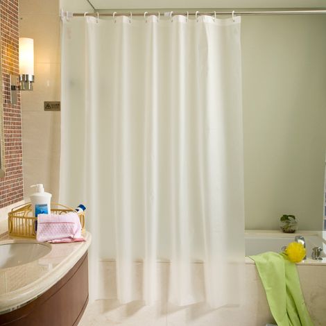 Cortina de ducha opaca de 180 x 180 cm, impermeable, fabricada en PEVA, con ojales metálicos. (1/5)