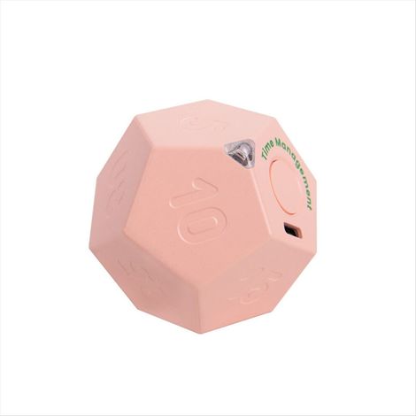 Mini-Timer, drehbar, zwölfeckig, wiederaufladbar, mit Ton, Vibration, Licht, Alarm, Flip-Funktion und Countdown-Timer, perfekt für Zeitmanager, rosa. (1/5)