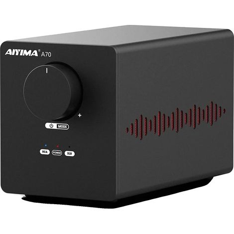 Amplificador de potencia estéreo, 300 W por canal, 2.0 canales, Clase D, entradas XLR y RCA, dimensiones compactas. (1/5)