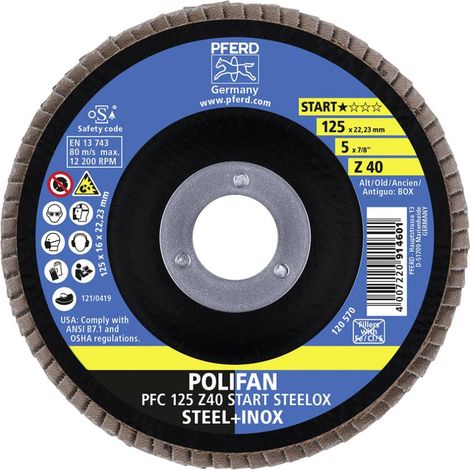 Disque à lamelle grains de 40 et Ø125mm - Pour meuler et ponçer - DECO FER FORGE (1/3)